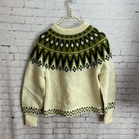 Norse Knit Vintage 100% Wool Norwegian Nordic Fair Isle Sweater Hand Knit - Picture 13 of 14